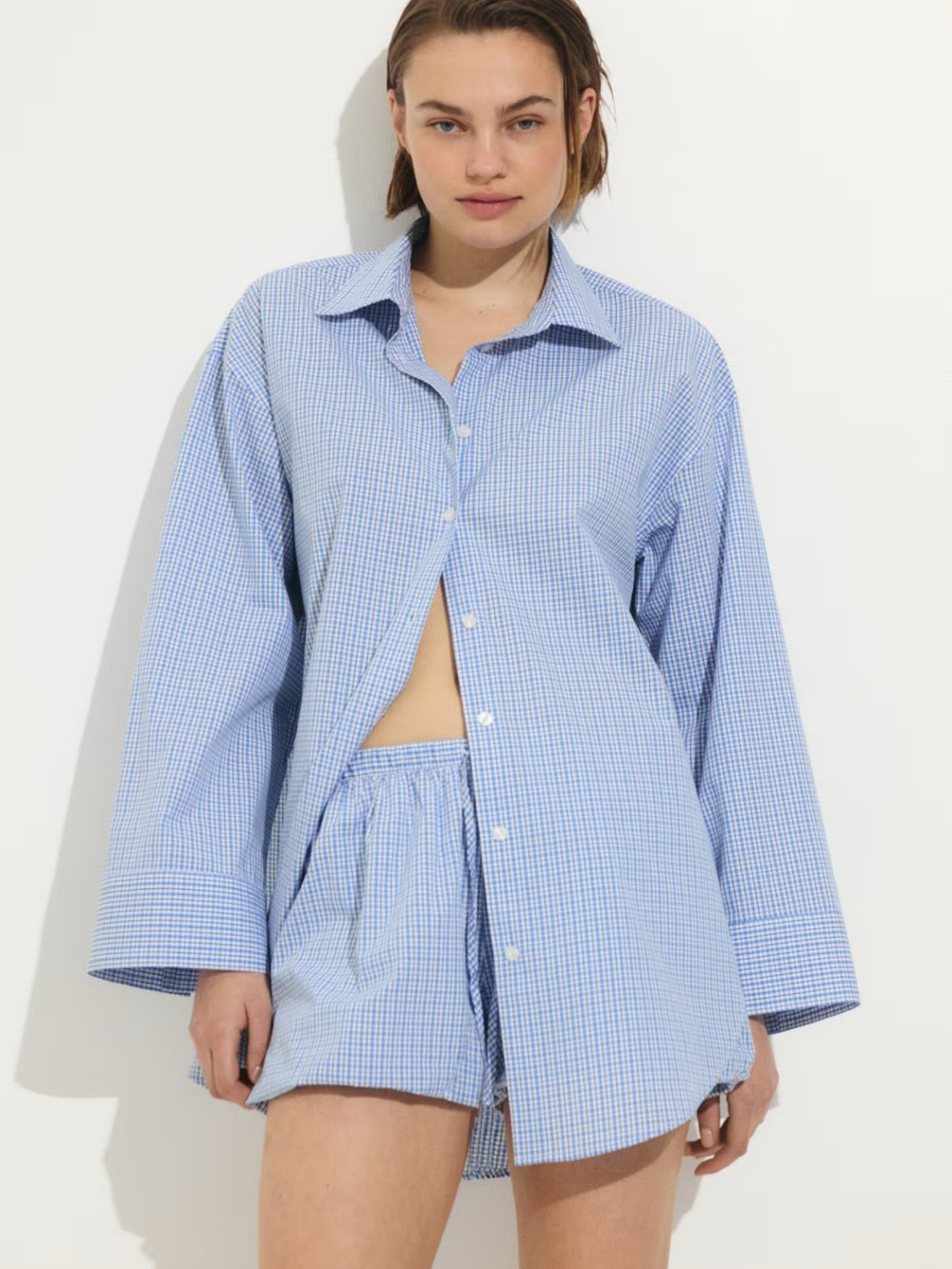 Women’s Blue Checked Button-Up Shirt - Unbranded